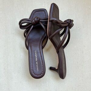 Loeffler Randall Needy Dark Brown Knotted Leather kitten  Heels
